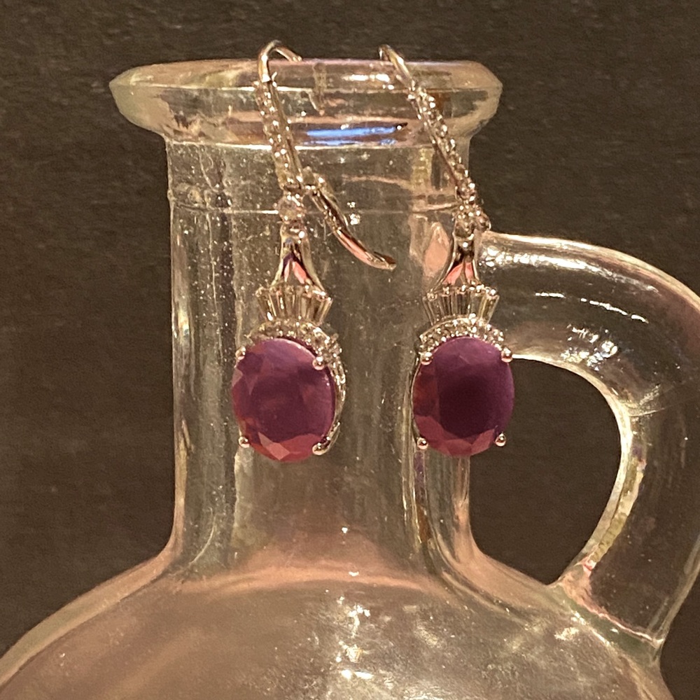 NWOT INDIA RUBY W WHITE TOPAZ STERLING EARRINGS